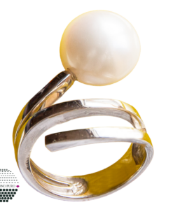 Anillo Perla Diseño Espiral Oro Blanco Novia Moda 000080043