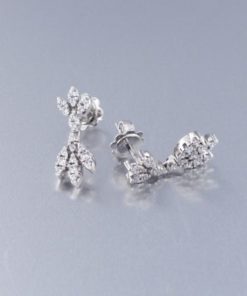 Pendientes Novia Diamante Pendientes de Oro Blanco 18K, 32 Diamantes talla brillante con un total de 0,384 ct G/VS.