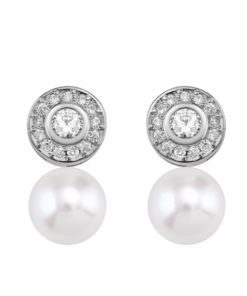 Pendientes Mujer Oro Blanco Perla 9 mm Circonita Argyor 75B0104ZP