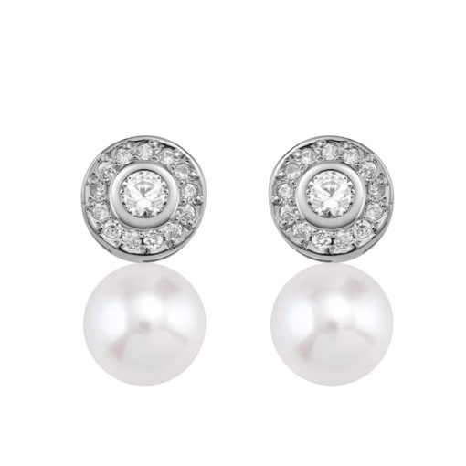 Pendientes Mujer Oro Blanco Perla 9 mm Circonita Argyor 75B0104ZP