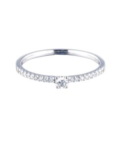 Anillo Compromiso Oro Blanco 17 Diamantes 0,09ct Dream Gems 546612