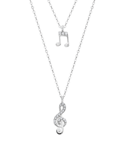 LP1680-1/2 Lotus Silver Collar Doble Mujer Plata Música Trendy