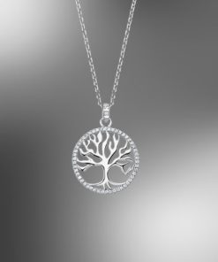 Lotus Silver Collar Colgante Árbol Vida Familia Plata Circonita LP1779-1/1