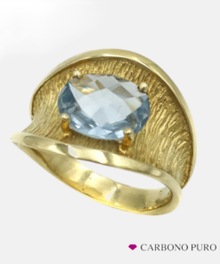 Anillo Piedra Grande Topacio Azul Oro Amarillo Moda 000310842