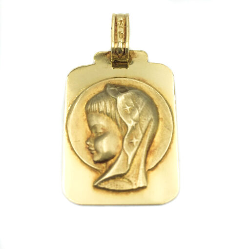 Medalla Rectangular Virgen Niña Oro amarillo