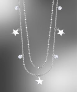 Collar Doble Plata Estrellas Colgantes Lotus Silver Trendy LP3007-1/1