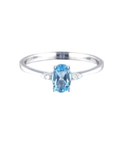 Anillo Topacio Azul Oro Blanco Brillante 0,03ct Dream Gems 493512