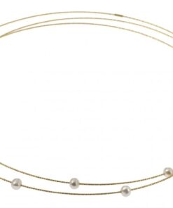 Collar Gargantilla Oro Blanco perlas de río MAGIC WIRE 08-C-BPB-01