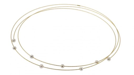 Collar Gargantilla Oro Blanco perlas de río MAGIC WIRE 08-C-BPB-01