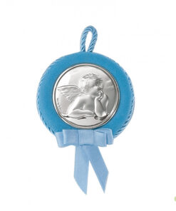 Medalla Cuna Ángel Guarda Bebé Protección Plata Azul 4MB-VL1727C