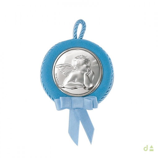 Medalla Cuna Ángel Guarda Bebé Protección Plata Azul 4MB-VL1727C