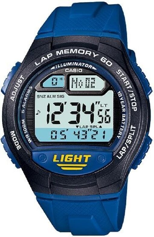 Casio Reloj Hombre Digital Azul Sumergible 10 ATM Luz WS-734-2A