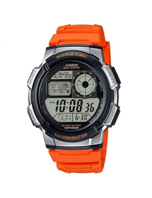 Casio Reloj Hombre Digital Naranja Sumergible 10 ATM AE-1000W-4B