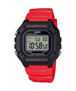 Casio Reloj Hombre Digital Rojo Sumergible 5 ATM W-218H-4BVEF