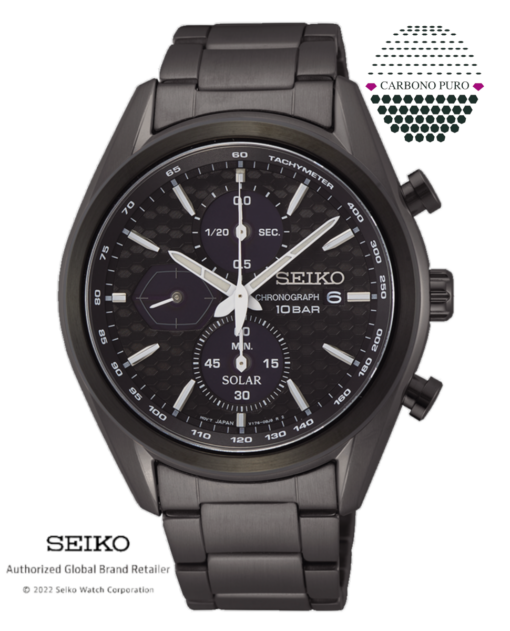 SSC773P1 Seiko Reloj Macchina Sportiva Hombre Solar Crono Negro CARBONO PURO