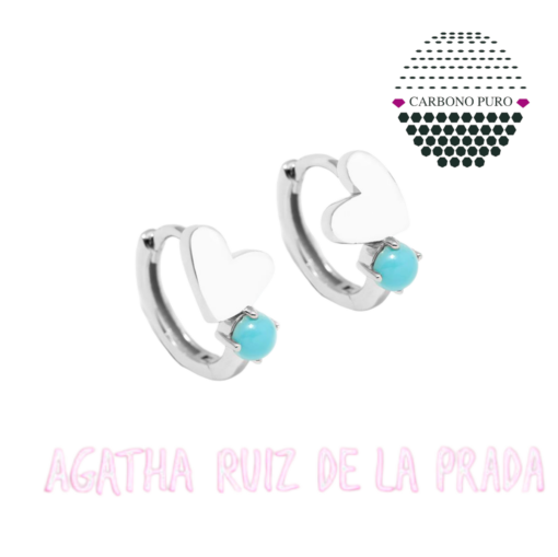 Agatha Ruiz Prada 015CHAN Pendientes Chanel Plata Turquesa Corazón