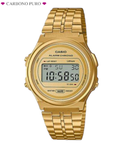 Casio Reloj Retro Digital Dorado Mujer A171WEG-9AEF-CARBONO PURO
