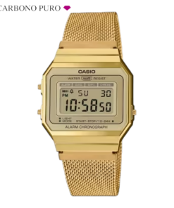 Casio Reloj Retro Digital Dorado Mujer Malla Milanesa A700WEMG-9AEF CARBONO PURO