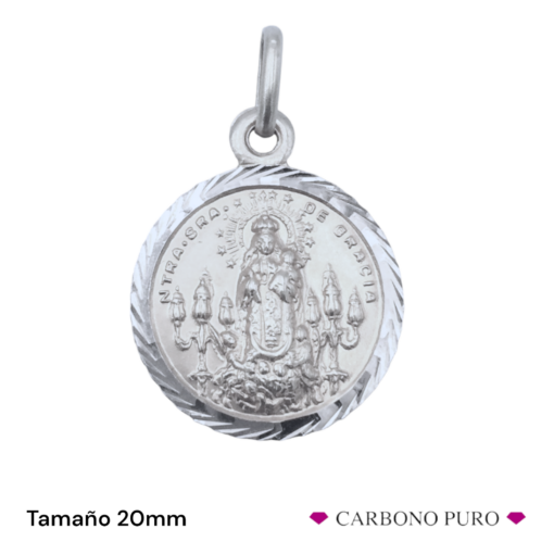 Virgen de Gracia Medalla Puertollano Plata Redonda 20mm P20F3P CARBONO PURO-
