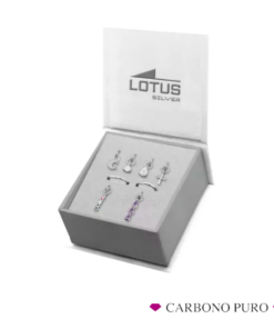 LP3570-6/1 Pendientes Aro Con 6 Charms Plata Lotus Silver