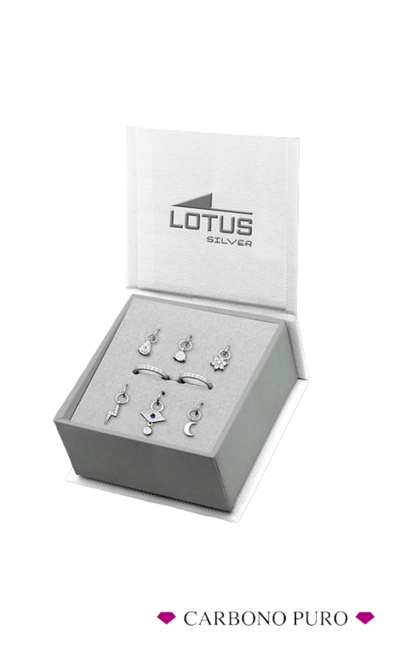 LP3571-6/1 Pendientes Aro Con 6 Charms Plata Lotus Silver