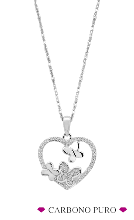 LP3617-1/1 Lotus Silver Collar Plata Colgante Corazón Mariposas