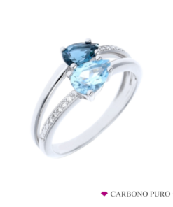 Diamante Anillo Oro Blanco 0,040ct Topacio Azul Dream Gems 725612
