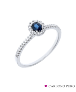 Diamante Anillo Oro Blanco 0,12ct Zafiro Azul Dream Gems 718912