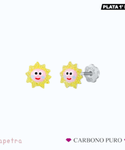 PENDIENTES PLATA NIÑA CONCHITA PENDIENTES PLATA NIÑA SOLETE LA PETRA CARBONO PURO 8273R7X7mm