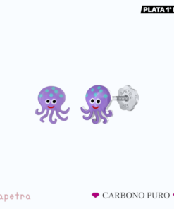 PENDIENTES NIÑA PULPO MORADO LA PETRA CARBONO PURO 11409R6.6X7,5mm