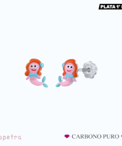 PENDIENTES NIÑA SIRENA PELIRROJA LA PETRA CARBONO PURO 11803LP6X9mm 11