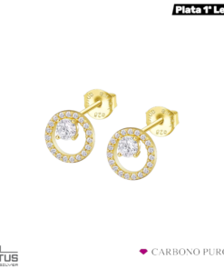 PENDIENTES CIRCONITA PLATA DORADA LOTUS SILVER lp3080-4_2 CARBONO PURO