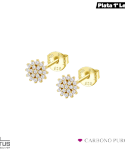 PENDIENTES SOL CIRCONITA PLATA DORADA LOTUS SILVER lp3081-4_2 CARBONO PURO