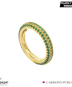 1105 ANILLO CIRCONITAS VERDES LABRIORO DORADO CARBONO PURO